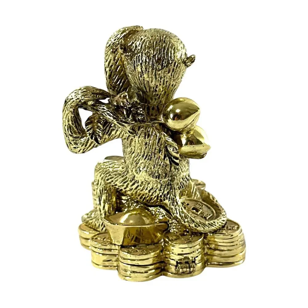 Artform Fine Collectibles Hinged Monkey Trinket Box Gold Tone Prosperity 3”